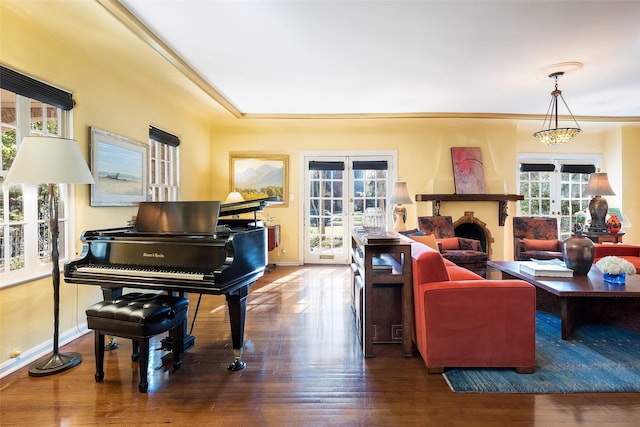4310 Rawlins St, Dallas, TX 75219 - sitting room featuring wood finished floors, french doors, and baseboards