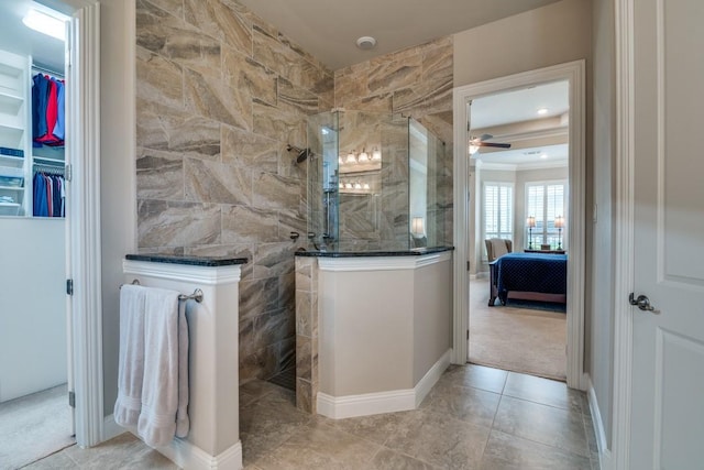1415 Aberdeen Dr, Lucas, TX 75002 - ensuite bathroom with a ceiling fan, a walk in shower, ensuite bath, and a spacious closet