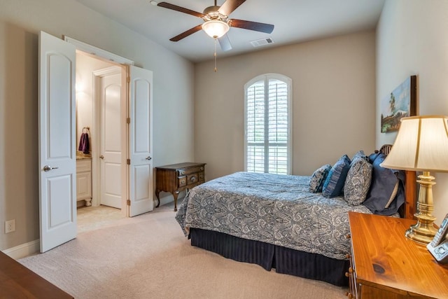 1415 Aberdeen Dr, Lucas, TX 75002 - bedroom with baseboards, ceiling fan, light colored carpet, and visible vents