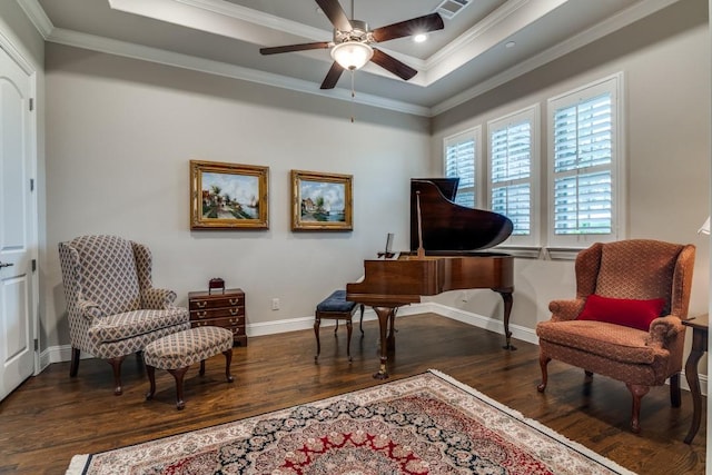 1415 Aberdeen Dr, Lucas, TX 75002 - living area with baseboards, ceiling fan, ornamental molding, and wood finished floors