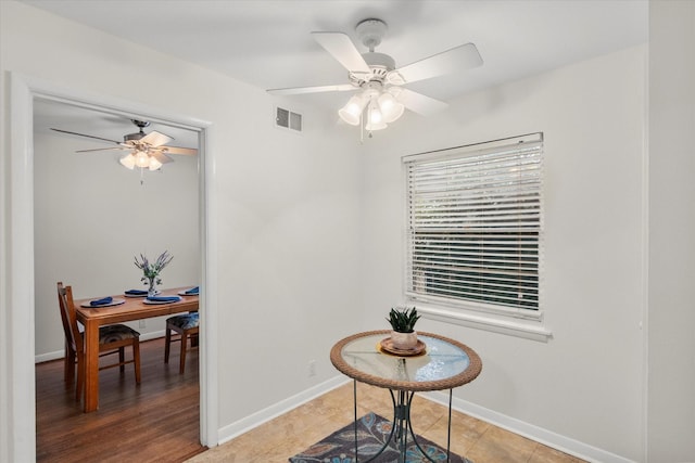 1207 W Tucker Blvd, Arlington, TX 76013 - interior space with baseboards, ceiling fan, and visible vents