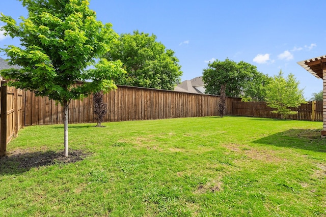 view of yard featuring a fenced backyard