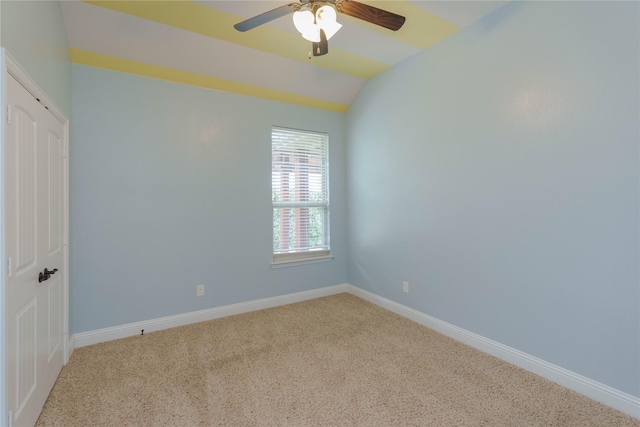 3017 Bella Lago Dr, Denton, TX 76210 - carpeted spare room with vaulted ceiling, baseboards, and a ceiling fan