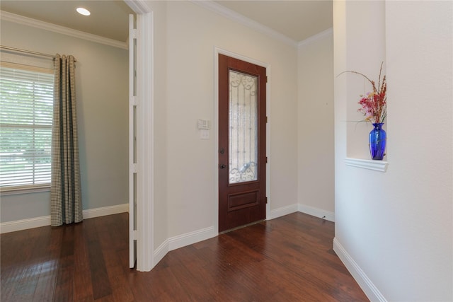 3017 Bella Lago Dr, Denton, TX 76210 - entrance foyer with crown molding, baseboards, and wood finished floors