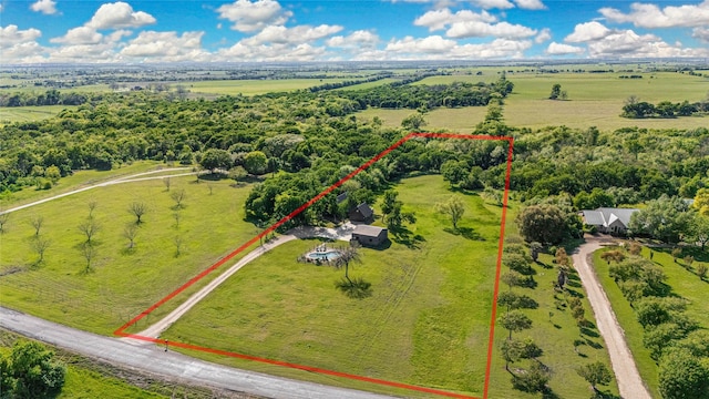 drone / aerial view featuring a rural view