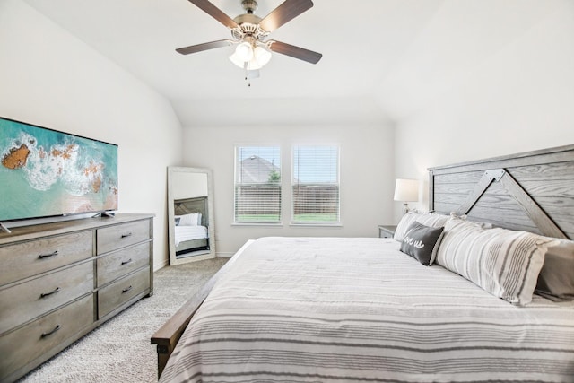247 Carolina Trce, Fate, TX 75189 - bedroom featuring lofted ceiling, light colored carpet, and ceiling fan