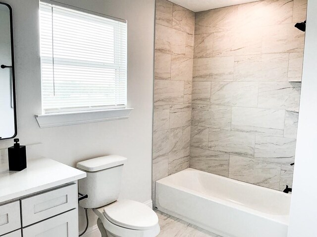 full bathroom with toilet,  shower combination, and vanity