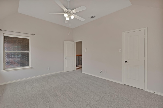 9405 National Pines Dr, Mckinney, TX 75072 - spare room with carpet flooring, ceiling fan, and lofted ceiling