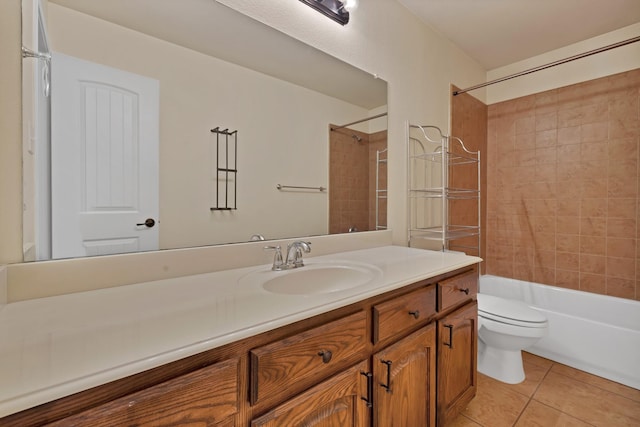 9405 National Pines Dr, Mckinney, TX 75072 - bathroom featuring tile patterned floors, vanity, toilet, and  shower combination