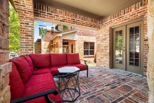 view of patio with an outdoor hangout area and french doors