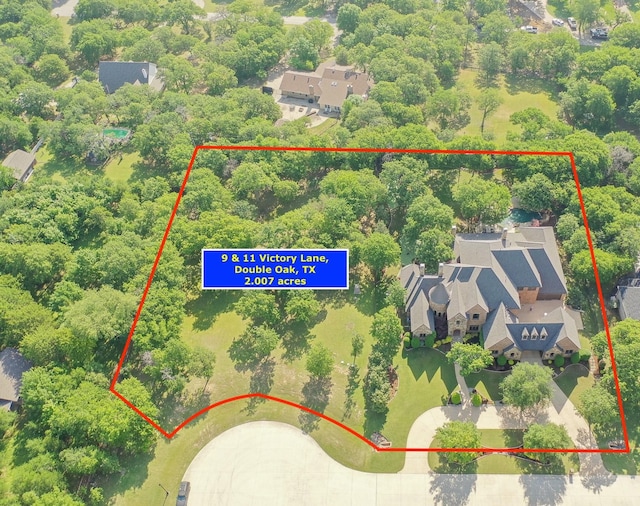9 Victory Ln, Double Oak, TX 75077 - aerial view of property's location featuring property parcel outlined