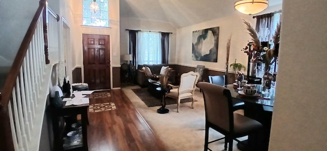 1203 Whitecreek Dr, Glenn Heights, TX 75154 - foyer entrance featuring high vaulted ceiling and wood finished floors