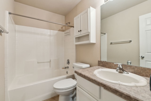 full bathroom featuring toilet, vanity, and shower / bathing tub combination