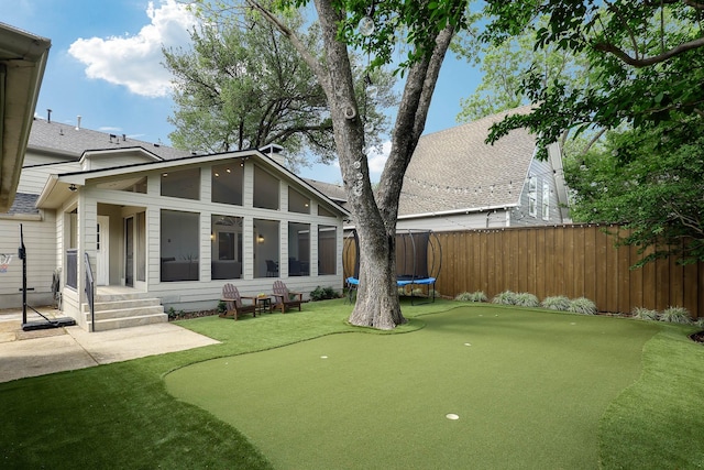 4108 Greenbrier Dr, University Park, TX 75225 - exterior space featuring a trampoline, fence, and a patio area