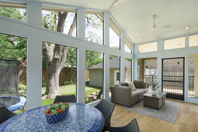 4108 Greenbrier Dr, University Park, TX 75225 - sunroom / solarium with a ceiling fan, an outdoor hangout area, and outdoor dining area