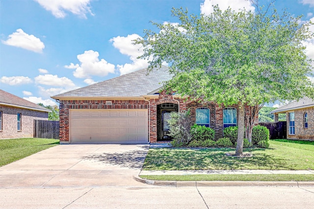 1108 Mourning Dove Dr, Burleson, TX 76028 - view of front of property featuring a garage, driveway, a front lawn, and brick siding