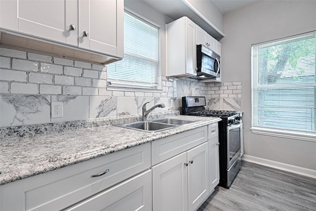 kitchen featuring appliances with stainless steel finishes, a healthy amount of sunlight, and a sink