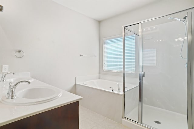 1441 Elkford Ln, Fort Worth, TX 76247 - bathroom with a stall shower, a bath, and double vanity