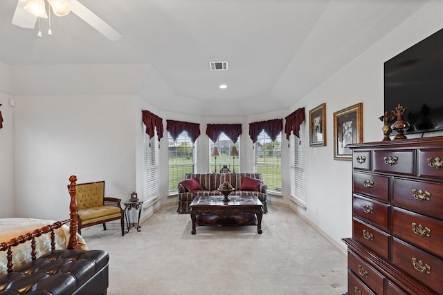 125 Deer Stream Ct, Azle, TX 76020 - sitting room with visible vents, ceiling fan, baseboards, and light carpet