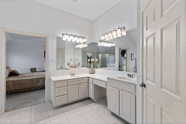 125 Deer Stream Ct, Azle, TX 76020 - full bathroom with tile patterned floors, double vanity, ensuite bath, and a sink