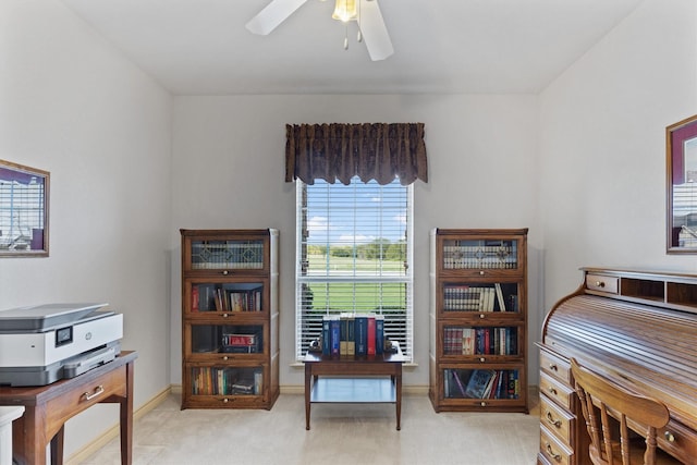 125 Deer Stream Ct, Azle, TX 76020 - carpeted home office with a ceiling fan and baseboards
