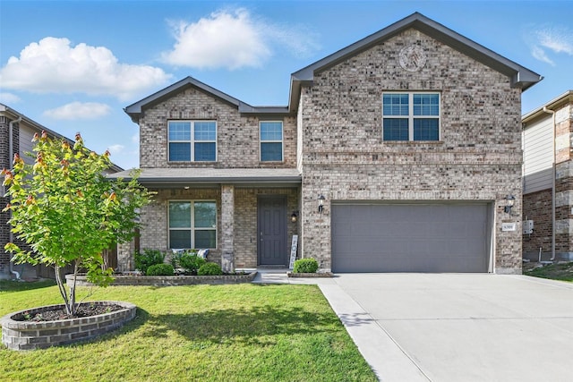 6309 Outrigger Rd, Fort Worth, TX 76179 - craftsman inspired home featuring concrete driveway, an attached garage, a front yard, and brick siding