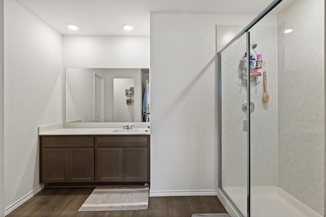 2802 Elk Rd, Crandall, TX 75114 - full bathroom with wood finished floors, a shower stall, and vanity