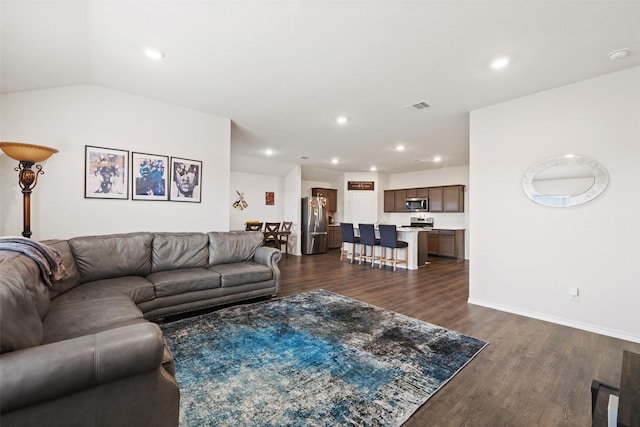 2802 Elk Rd, Crandall, TX 75114 - living room featuring dark wood-style floors, recessed lighting, and baseboards