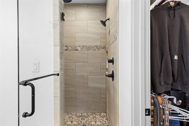 bathroom featuring a shower stall