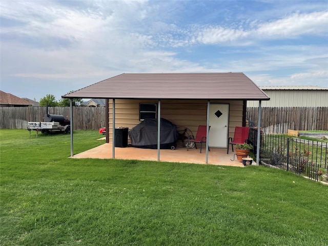 view of outbuilding with a fenced backyard
