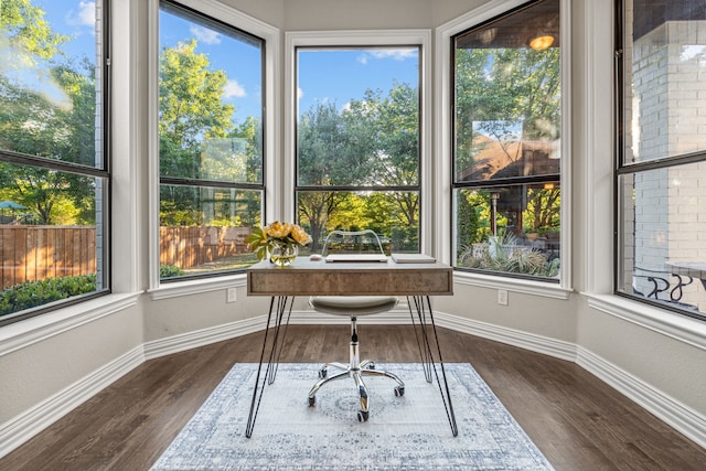 home office featuring baseboards and plenty of natural light