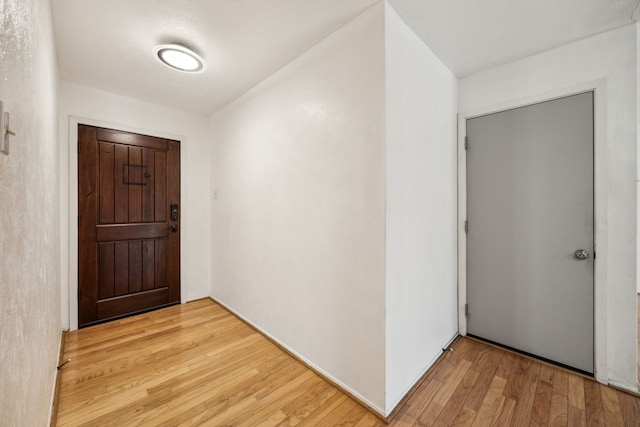 entryway with light wood finished floors