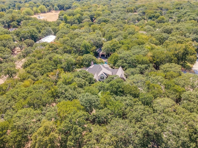 bird's eye view with a view of trees