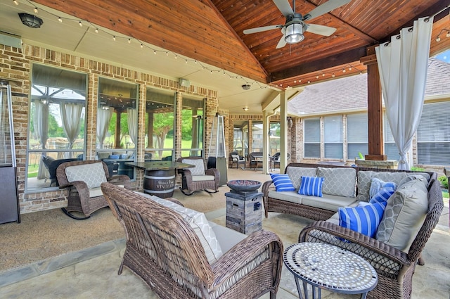 view of patio / terrace featuring ceiling fan and outdoor lounge area