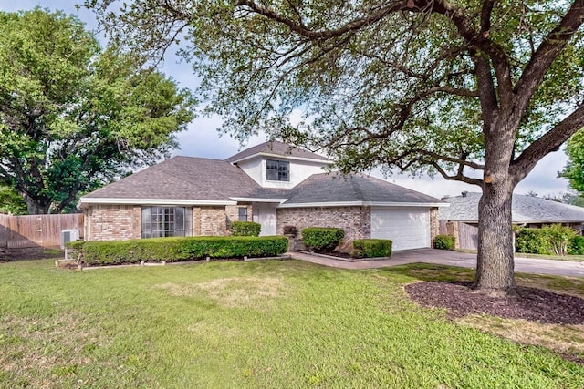 3965 Singleleaf Ln, Fort Worth, TX 76133 - traditional-style home featuring driveway, an attached garage, brick siding, and cooling unit