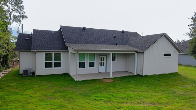 5008 San Marcos Dr, Granbury, TX 76048 - rear view of property with central AC, a yard, a patio, and roof with shingles