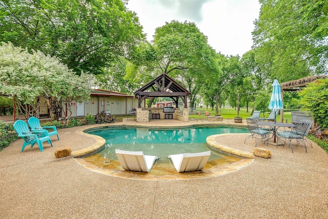 1320 Fox Ln, Burleson, TX 76028 - outdoor pool featuring grilling area, a patio, and a gazebo