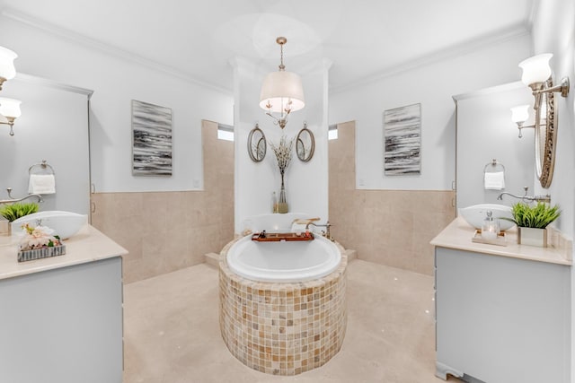 7242 Waters Edge Dr, The Colony, TX 75056 - full bathroom with vanity, ornamental molding, and tile patterned floors