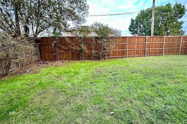 view of yard featuring a fenced backyard