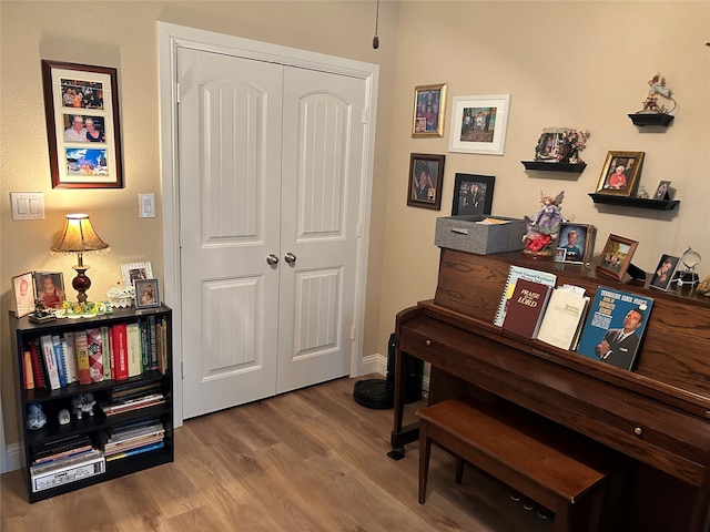 living area with wood finished floors