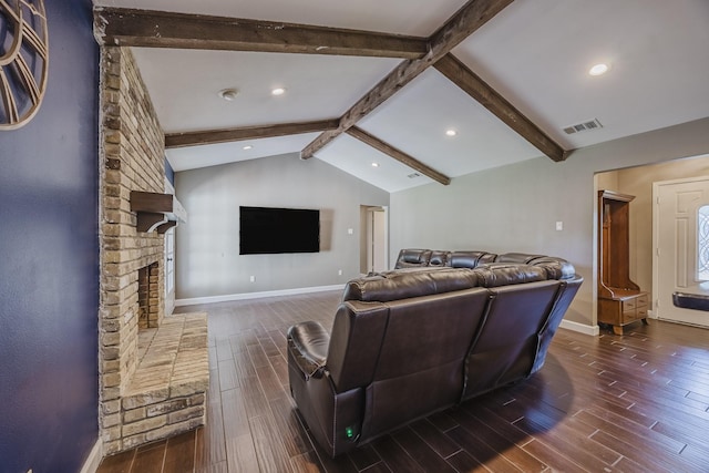 703 Athenia Way, Duncanville, TX 75137 - living room featuring wood finished floors, a fireplace, baseboards, and recessed lighting