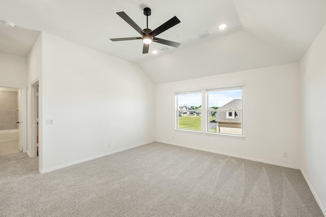 801 Daisy Corner Dr, Little Elm, TX 76227 - empty room featuring carpet flooring, a ceiling fan, lofted ceiling, recessed lighting, and baseboards