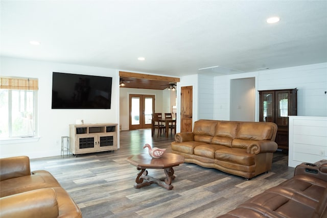 1980 SE County Road 3310th Rd, Kerens, TX 75144 - living area with baseboards, recessed lighting, ceiling fan, and wood finished floors