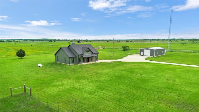 drone / aerial view with a rural view