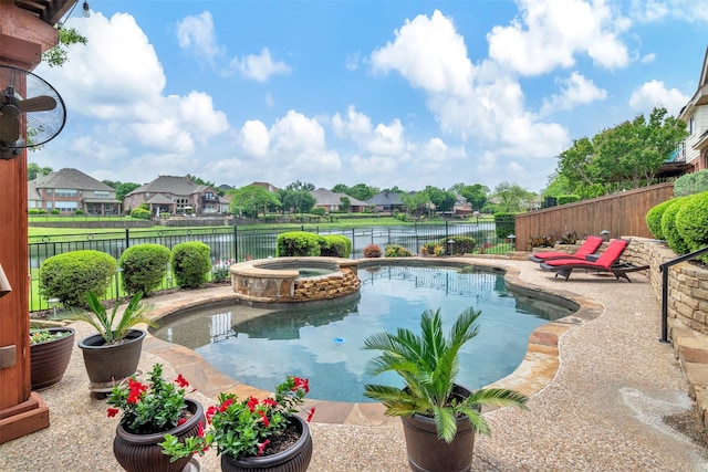 3906 Sharp Ln, Richardson, TX 75082 - view of pool featuring a fenced backyard, a patio area, a pool with connected hot tub, and a residential view