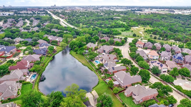 3906 Sharp Ln, Richardson, TX 75082 - birds eye view of property featuring a residential view and a water view