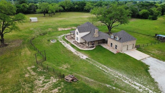 drone / aerial view with a rural view