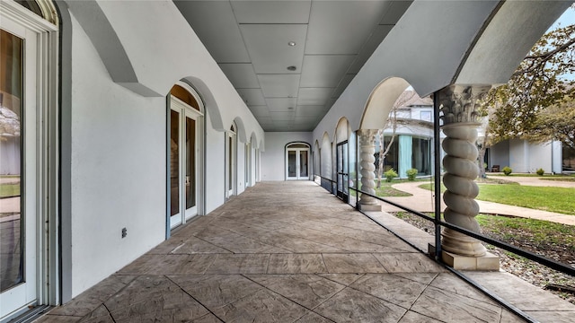 hall with arched walkways