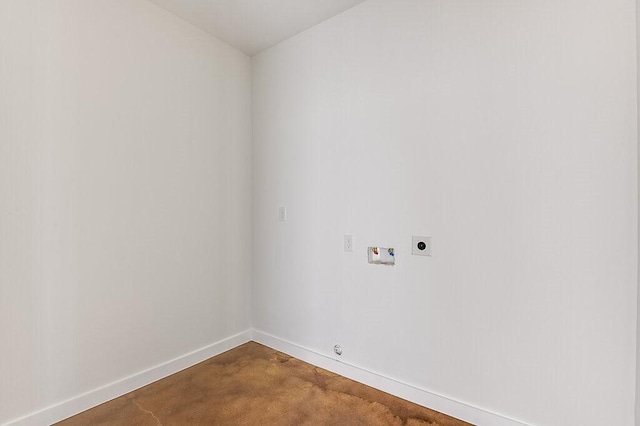 laundry room featuring baseboards, electric dryer hookup, washer hookup, and laundry area