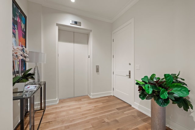 2800 Lakeside Pkwy Unit 1003, Flower Mound, TX 75022 - interior space with light wood-type flooring, ornamental molding, baseboards, and elevator